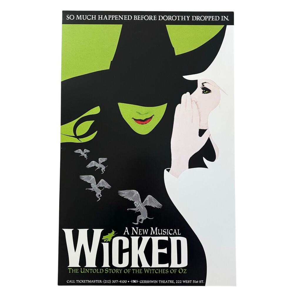 WICKED A New Musical Gershwin Theatre Broadway Play 22x14 Poster Witches of Oz